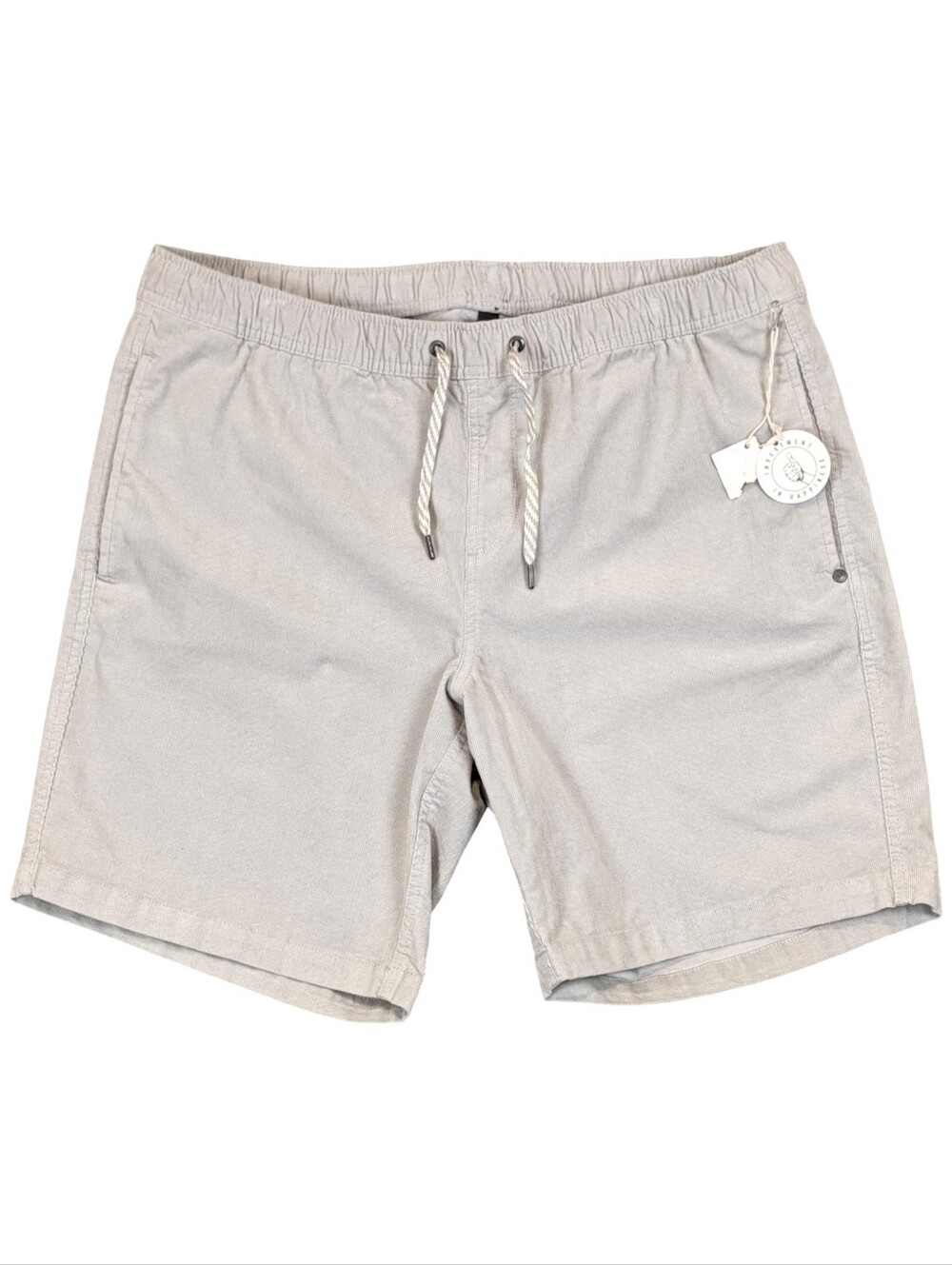 NWT Vuori Optimist Elastic Waist Shorts XXL 8" Corduroy Light Gray Stretch V385